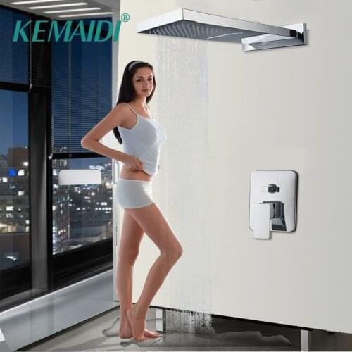 KEMAIDI Bathroom Concealed Shower Sets Luxury Waterfall Shower With Two Function Shower Mixer Rainfall Shower Head
