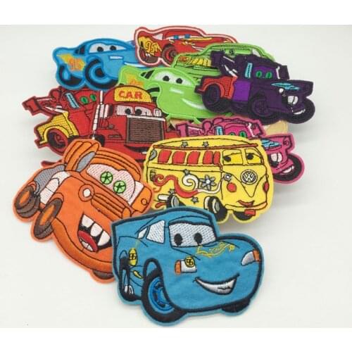 Random 6pcs Car Automobile Embroidery Patches for T-shirt Iron on Stripes Appliques Clothes Stickers Clothing Badges Sticker