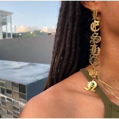 Noelia Custom Name Hanging Earrings Old English Customized Dangle Earring Personalized Stainless Steel Earrings for Women Gift