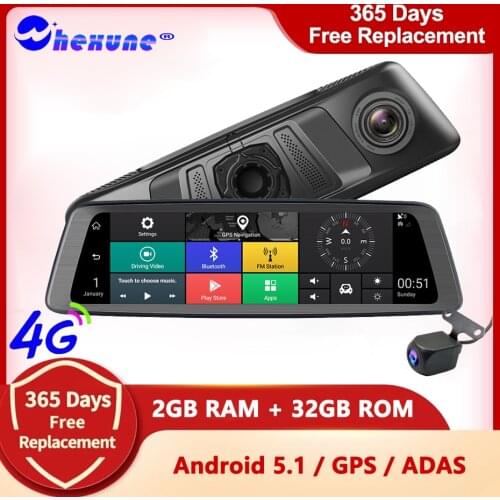 WHEXUNE Special ADAS Car Android Mirror 4G DVR Camera 10" Auto RearView Mirror 1080P WiFi GPS Dash Cam Registrar Video Recorder