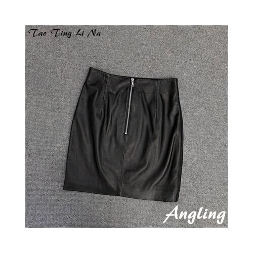 Top brand Autumn 2020 Women Genuine Real Sheep Leather Skirt E74 high quality