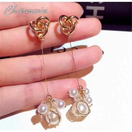 New Fashion Korean Dangle Earrings Long Earrings For Women Exaggerated Trend Super Beautiful Imitation Pearl Earrings Female