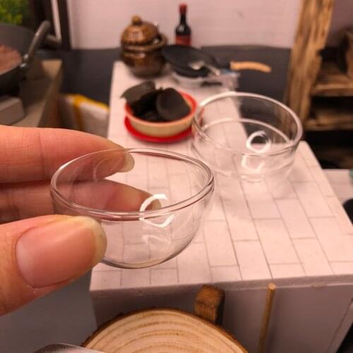 1:12 Miniature Glass Fruit Bowl Salad Bowl Dollhouse Kitchen Accessories DIY Toys For Dollhouse Decals New