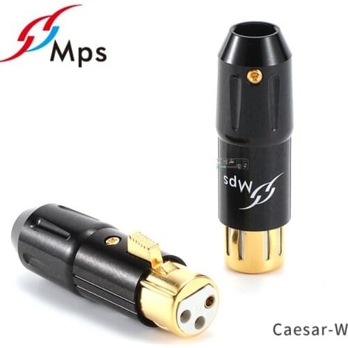 1Pcs MPS Caesar-M/W pure copper gold-plated XLR balanced fever three-core three-hole female male plug speaker microphone HIFI