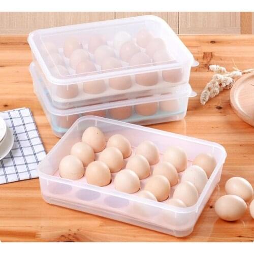 1PC Plastic Egg Kitchen egg Storage Box 20 Grid Eggs Holder Stackable Freezer Storage Organizers Egg Storage Container LF 059