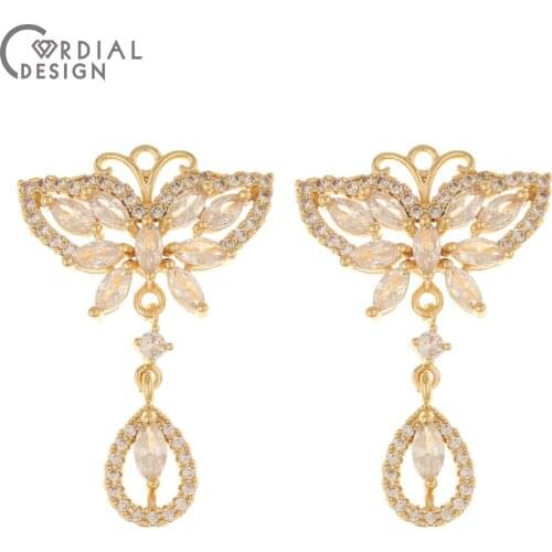 Cordial Design 10Pcs 27*40MM Jewelry Findings & Components/DIY Pendant/Necklace Making/Hand Made/Earrings Accessories/CZ Charms