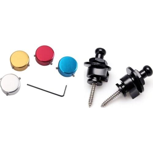 2PCS Strap Lock Security Lock End Button Guitar Straps Belt Buckle With 4PCS Guitar Pedals Footswitch Topper Promotion