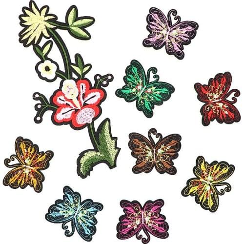 50pcs/lot Butterfly Flower Embroidery Patches Letters Clothing Decoration Accessories Diy Iron Heat Transfer Applique Clothes