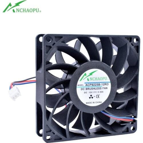 ACP9225B-12RD 9cm 92mm fan 92x92x25mm DC12V 0.30A 3pin RD stall warning is suitable for the cooling fan of the power inverter