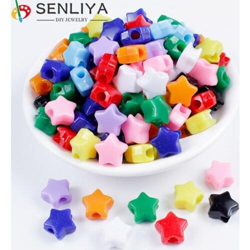 Acrylic Spacer Beads Five-pointed Star Rainbow Color Beads 20/100/150/200Pcs Beads Jewelry Making DIY Bracelet Necklace