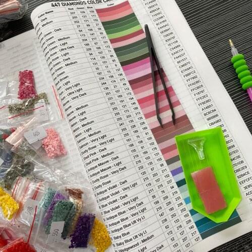 CraftArtGo Diamond Painting Full Range 447 DMC Diamond Color Card Rhinestone Color Identification Card Square Round Diamond