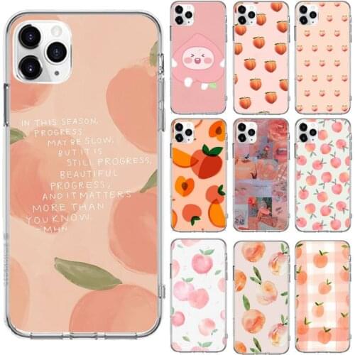 Summer Peach Phone Cases Transparent for iPhone 6 7 8 11 12 s mini pro X XS XR MAX Plus cover funda shell