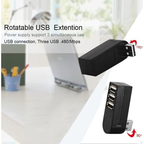 CHYI Micro Multi Port Usb 2.0 Hub 3 Port Mini Rotatable Usb2.0 Hab Portable Splitter PC Accessories Peripherals For Computer Mac