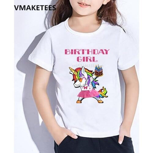 Kids Unicorn Cartoon Cute T shirt Its My Birthday Number 1-11 Print Girls T-shirt Baby Birthday Present Funny Clothes