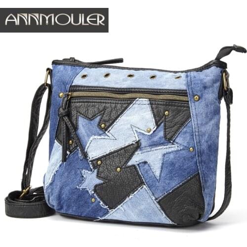 Designer Women Shoulder Bag Fashion Crossbody Bag Pu Leather Handbag Purse Star Patchwork Adjustable Messenger Bag Ladies Totes