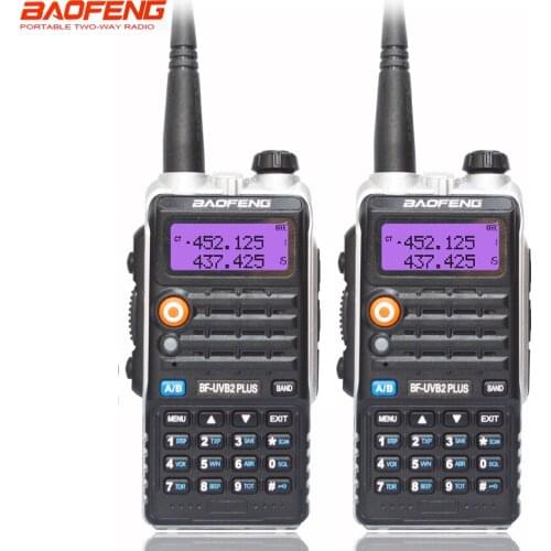 2pcs Baofeng BF-UVB2 plus Walkie Talkie Dual Band VHF/UHF 128CH Two way Radio LED Light BF UVB2 Ham CB Radio Transceiver