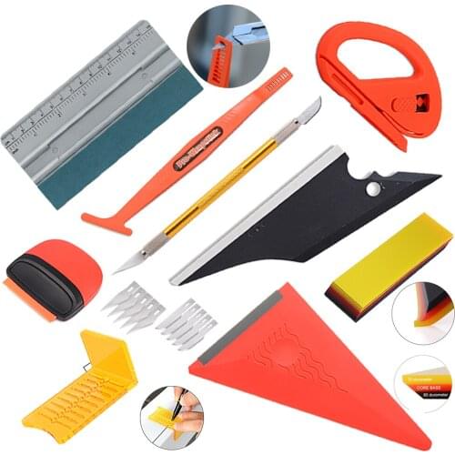 EHDIS Carbon Fiber Vinyl Squeegee Tools Kit Window Tinting Film Install Soft Rubber Scraper Sticker Decals Cutter Knife Car Wrap