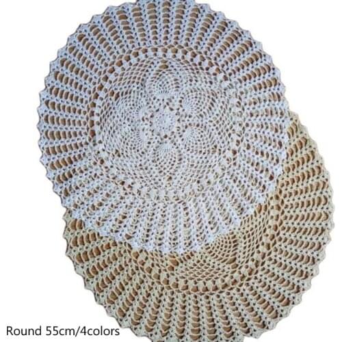 HOT Round lace cotton table place mat crochet coffee placemat pad drink coaster cup mug tea dining home doily Christmas kitchen