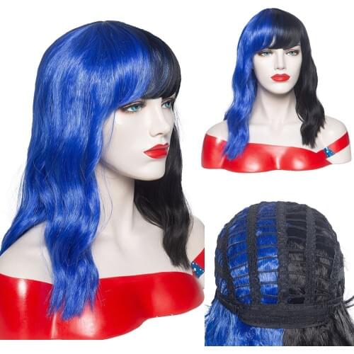 GURUILAGU Synthetic Short Wavy Bob Wigs With Bangs 14inch Colored Heat Resistant Fiber Hair Short Wig Cosplay Wigs for Women