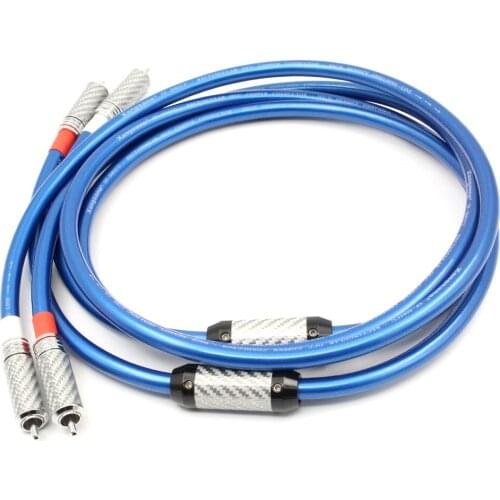 Hi-end Rectangular OFC Copper Conductor HIFI RCA audio cable with carbon fiber RCA Plug