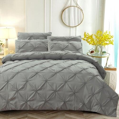 Bedding Set Twin king size duvet cover house luxury bed cover Pillowcase Pleated flowers Home textile Family Bed Linens
