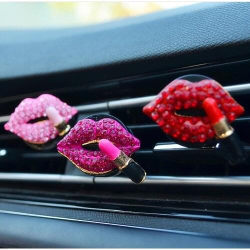Creative Lipstick Lip Rhinestones Car Air Outlet Fragrance Perfume Decorations 2021