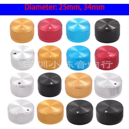 KYYSLB 34 25mm Solid Aluminum Alloy Guitar Knob CD Player Amplifier Amplifier Volume Potentiometer Knob Rotary Tooth Cap