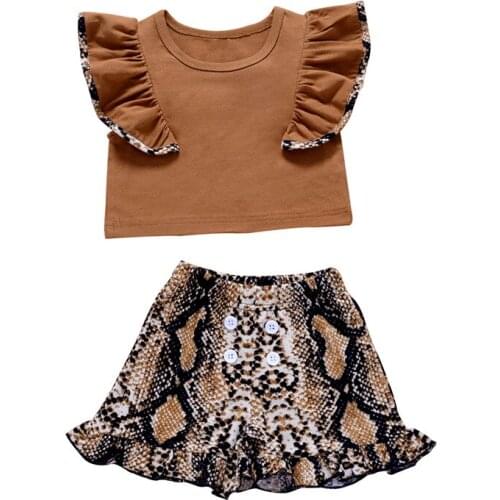 Summer Baby Girl Set Ruffles T-shirt + Print Skirt Suits for Kids Infant Clothing Sets