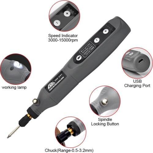 Mini Electric Grinder Set Cordless Drill Rotary Tool Wood Carving Pen For Milling Engraving 35W USB Charger LED Working Light