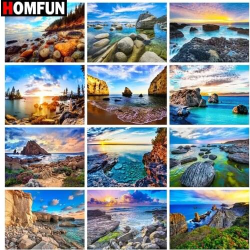 HOMFUN Full Square/Round Drill 5D DIY Diamond Painting "Seaside Zonsondergang" Embroidery Cross Stitch 5D Home Decor Gift