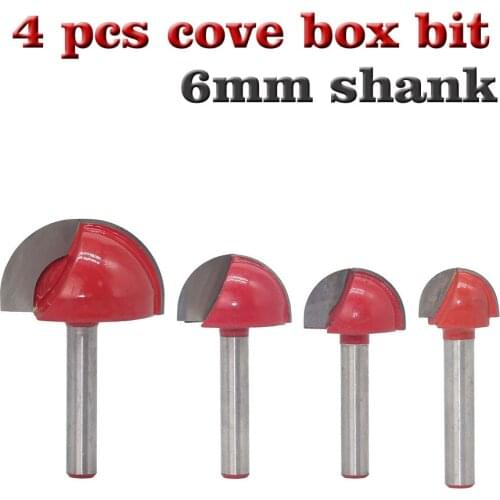 Quality 6mm Shank Round Nose Cove Core Box Router Bit Set Solid CNC Carbide Shaker Cutter Tool For Woodworking 4pcs/set 5pcs/set