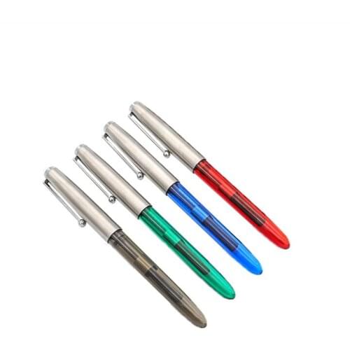 Jinhao Fountain Pen Hooded Nib 0.38mm Silver Cap Transparent Plastic Pens for Writing School Office Supplies 1pcs