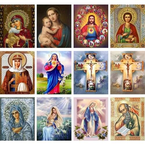 Religion diamond painting virgin mary mosaic art jesus embroidery rhinestone picture puzzle toy children gifts wall decor crafts