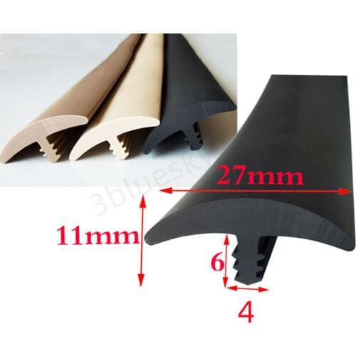 Rubber T Strip for Cable Solar Glass Metal Wood Panel Edge Encloser Shield Sealing 27x11mm Black Beige Khaki