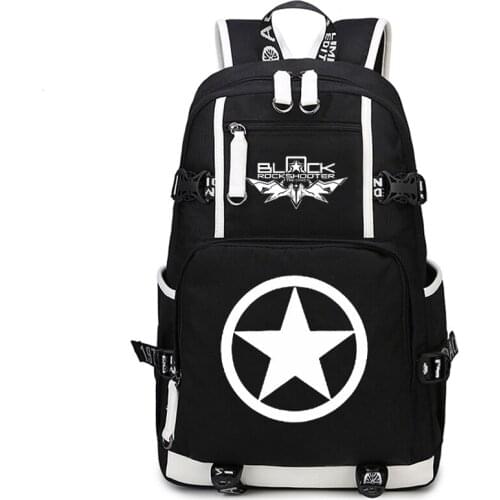Black Rock Shooter Teenages Laptop Big Bags Anime School Bags Backpacks Boys Cartoon Rucksack Students Men Travel Notebook Bags