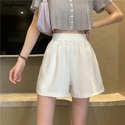 Shorts Women Solid Elastic Waist Empire All-match Casual Wide-leg Trousers Summer Harajuku Chic Bottom Ulzzang Femme New Arrival
