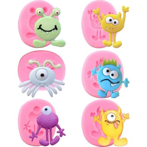 3D Cartoon Monster Silicone Mold DIY Halloween Candy Clay Chocolate Moulds Fondant Cupcake Topper Molds Cake Decorating Tools