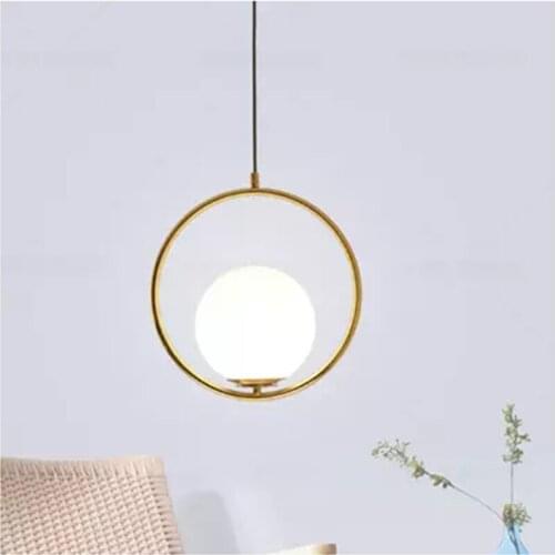 Nordic art glass ring chandelier post modern restaurant bar chandelier personality simple bedroom living room bedside lamp E27
