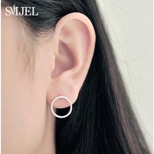 SMJEL New Lovely Geometric Circle Women Stud Earrings Girl Gift Mini Earings Fashion Jewelry boucle d oreille