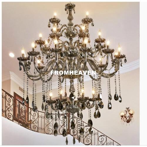 Modern Smokey 30L Crystal Chandeliers Lighting For Livingroom Bedroom Indoor Lamp K9 Crystal Lustres De Teto Ceiling Chandelier