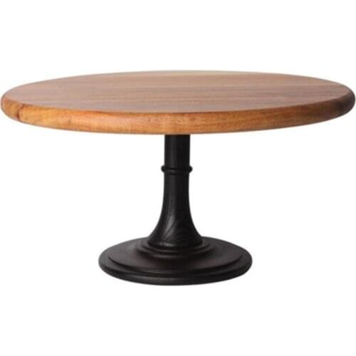 Cake Plate Stand Wooden Plate Metal High Base Cupcake Dish Wood Tray