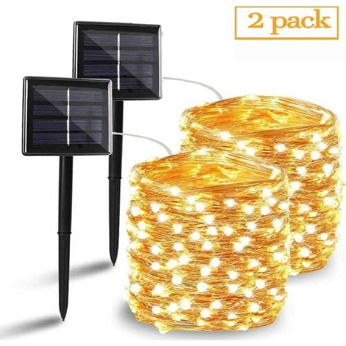 D2 50/100/200 LED Solar Light Outdoor Lamp String Lights For Holiday Christmas Party Waterproof Fairy Lights Garden Garland Lamp