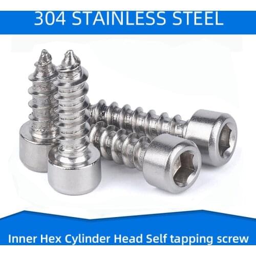 304 Stainless Steel Inner Hex Cylinder Screws Hexagon Head Self TappinScrew Bolt Fastening Nail M5 M6 M8