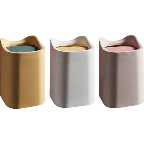 Desktop Garbage Bin Storage Box Trash Can Desk Wastebasket with Lid