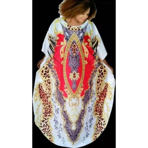 2020 New Style Leopard Gold Ornaments Print African Dresses For Women Half Sleeve Loose maxi dress