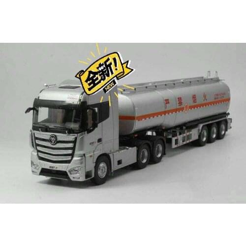 1:36 Diecast Model for Foton Daimler Auman ETX Oil Tank Truck Alloy Toy Miniature Gifts Tractor Trailer