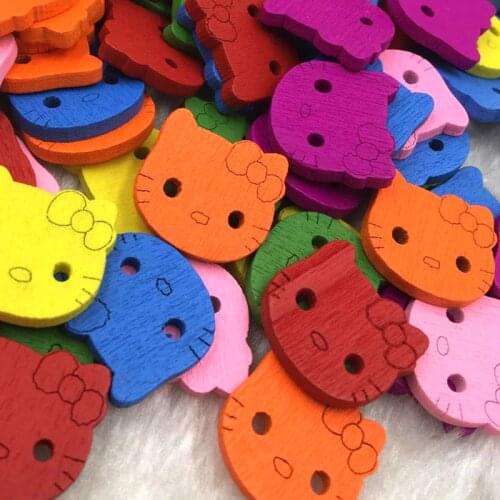 10/50/100pc Mix Cat Wood Buttons 20*19mm Scrapbooking Sewing Craft WB365