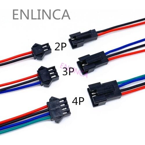 10Pcs 15cm JST SM 2P 3P 4P 5P 6P Plug Socket Male to Female Wire Connector LED Strips Lamp Driver Connectors Quick Adapter