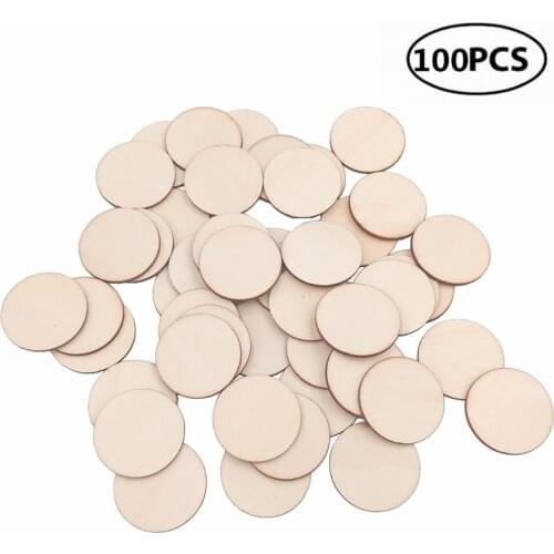 100pcs 40mm 1.57inch Unfinished Natural Wood Slices Circle Log Discs for DIY Craft Rustic Wedding Ornaments