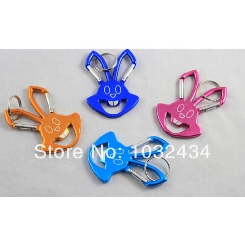 1000pcs/Lot Bottle Opener Rabbit KeyChains Aluminum Alloy Can Open Tools Promotion Gift-Free Shipping